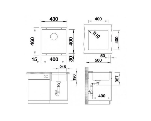 Кухонна мийка Blanco SUBLINE 400-U (523431) кава