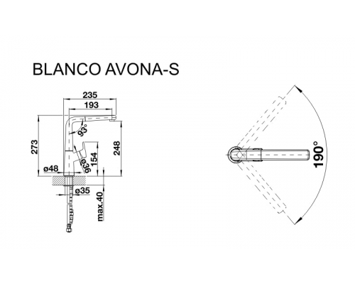 Кухонний змішувач Blanco AVONA-S (526170) чорний