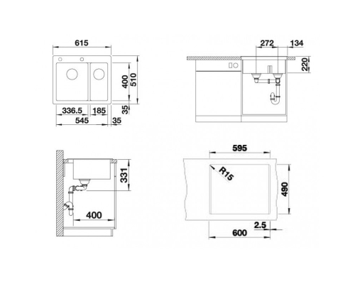 Кухонна мийка Blanco PLEON 6 Split (521690) темна скеля