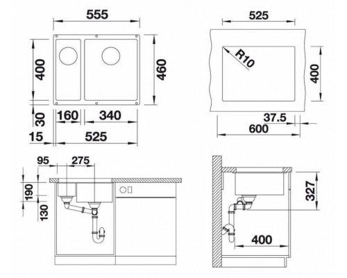 Кухонна мийка Blanco SUBLINE 340/160-U R (523558) антрацит