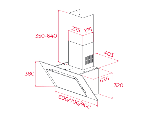 Вертикальна декоративна кухонна витяжка Teka DVT Pro 68660 TBS  112930039