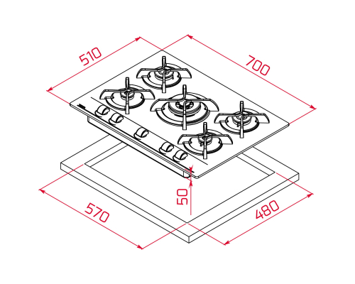 Скляна газова варильна поверхня 70 см Teka GBC 75030 KBN  112580028