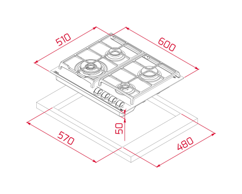 Газова варильна поверхня 60 см Teka GZC 64320  112570099