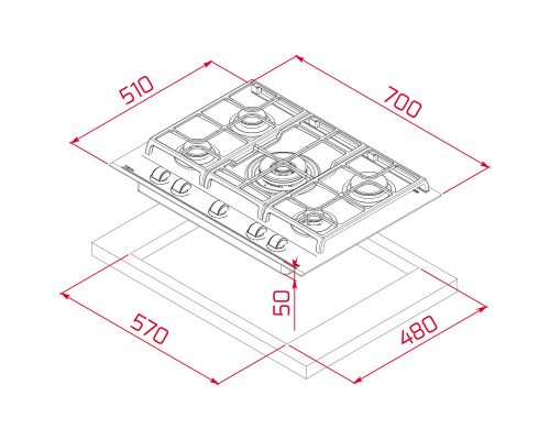 Газова варильна поверхня 70 см Teka GZC 75330  112570102