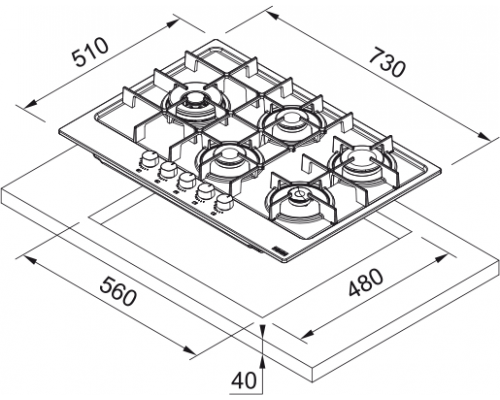 Варильна поверхня Franke FHMA 755 4G DCL XS C, газова