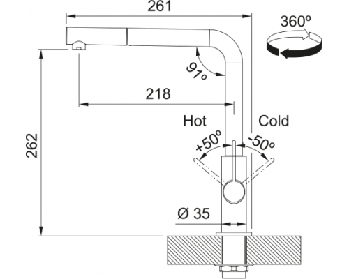 Змішувач Franke Neptune Evo, поворотний витяжний