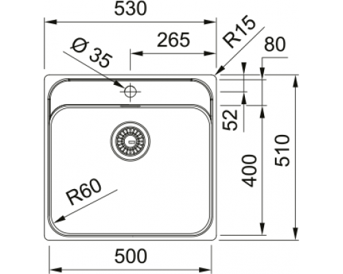 Мийка Franke Smart SRX 210-50 TL, нержавіюча сталь