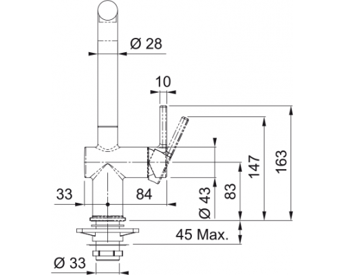 Змішувач Franke Active L, поворотний невитяжний