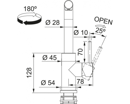 Змішувач Franke Glenda, поворотний невитяжний