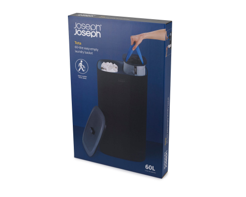 Кошик для білизни вузький, роздільний 60 л. Joseph Joseph Tota Black 50002